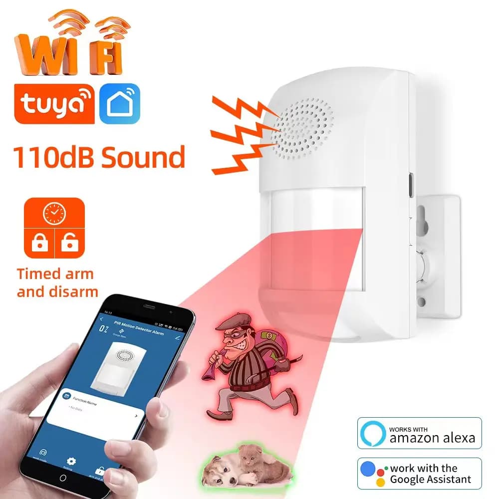 Tuya WiFi Smart Home Burglar Alarm Sensor Infrared Motion Detector PIR Sensor Smart Life APP Security Protection Remote Monitor