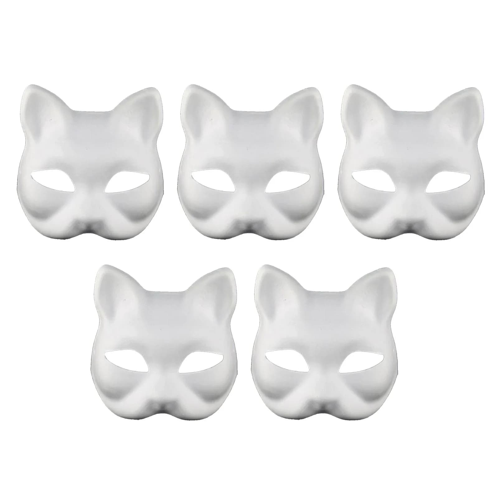 3/5Pcs Paper Blank Mask Half Face Hand-painted Cat Fox Mask Anime Demon Slayer Masquerade Halloween Festival Cosplay Prop