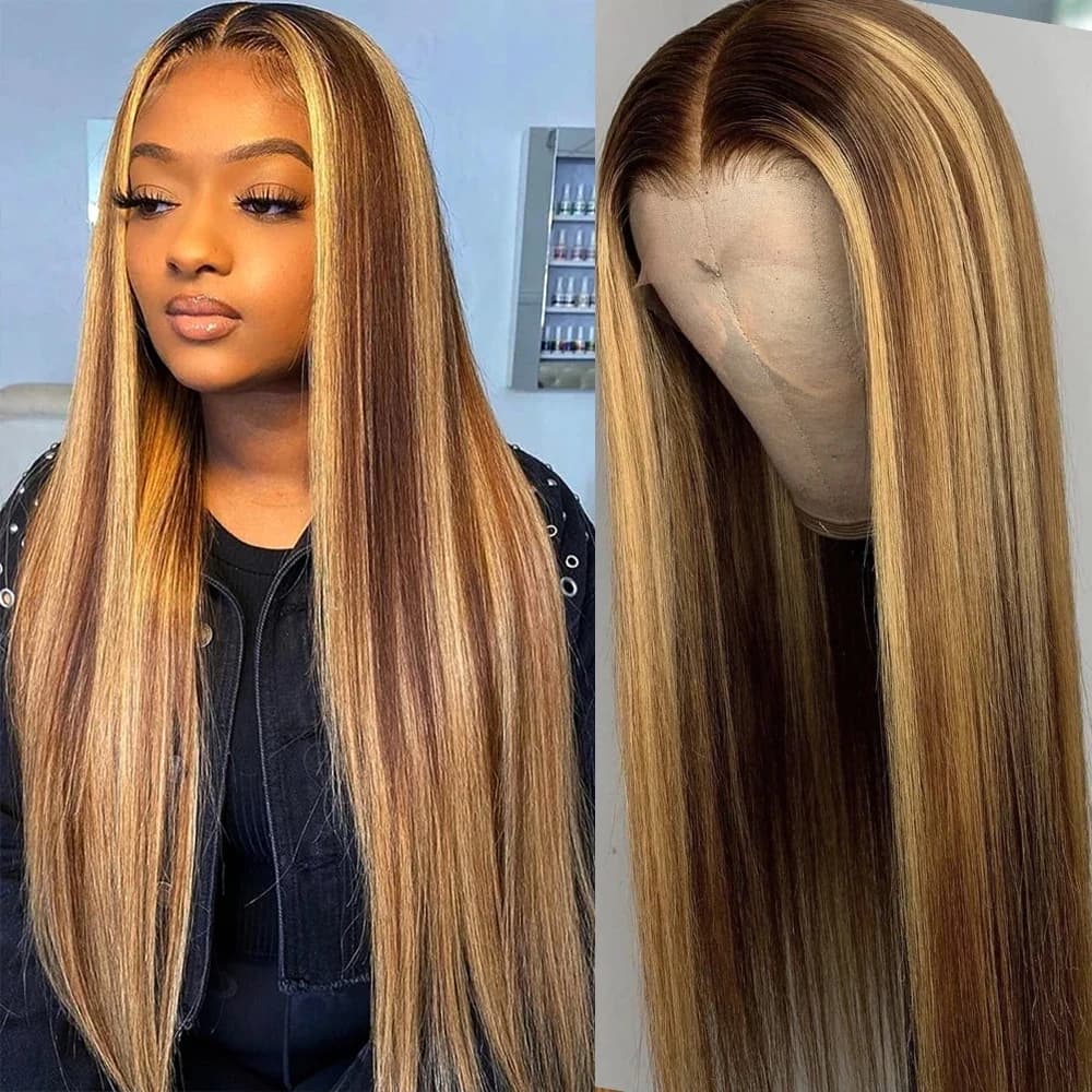 30 36 Inch Straight Ombre HD Colored 13x4 Lace Front Wig Brazilian 4/27 13x6 Highlight Human Hair Lace Frontal Wig For Women