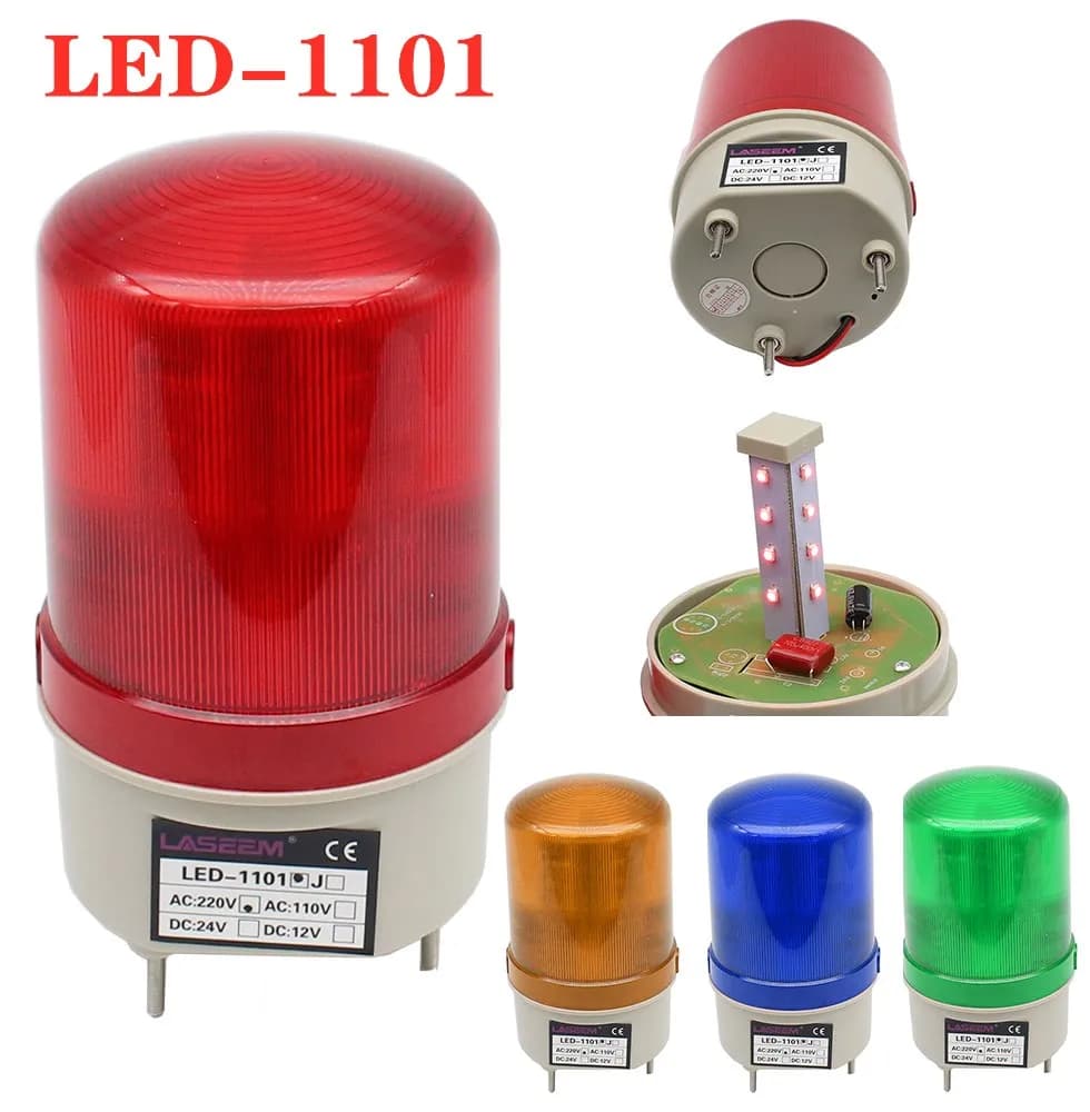 LED-1101 With voice Rotating rotary LED strobe Alarm Lamp light siren yellow blue red green LED warning light 12V 24V 110V 220V
