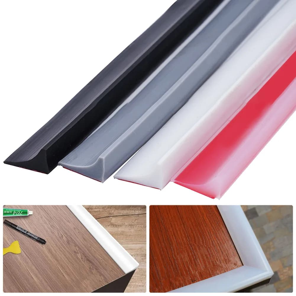 Bathroom Retention Water Barrier Strip Rubber Silicone Shower Barrier Water Stopper Kitchen Dry And Wet Separation Seal Strip