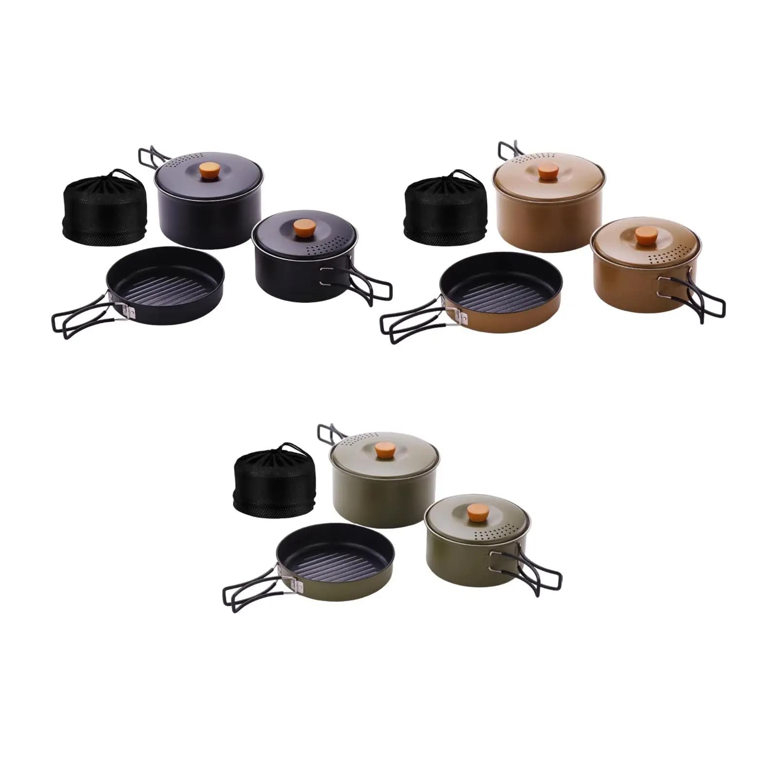 3Pcs Camping Cooking Set Cookset Camping Cookware for Picnic Fishing BBQ