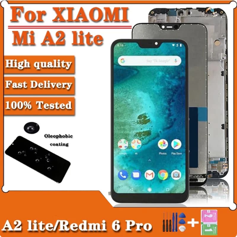 5.84"IPS Display For Xiaomi A2 Lite LCD Display Touch Screen Replacement For MI A2Lite M1805D1SG Display With Frame