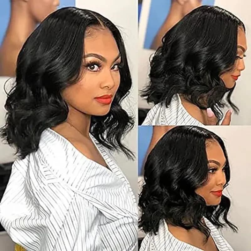 Body Wave Lace Front Wig Pre Bleached Knots Glueless Wigs Wear And Go Short Bob Human Hair Wigs Closure Wigs ISEE Hair