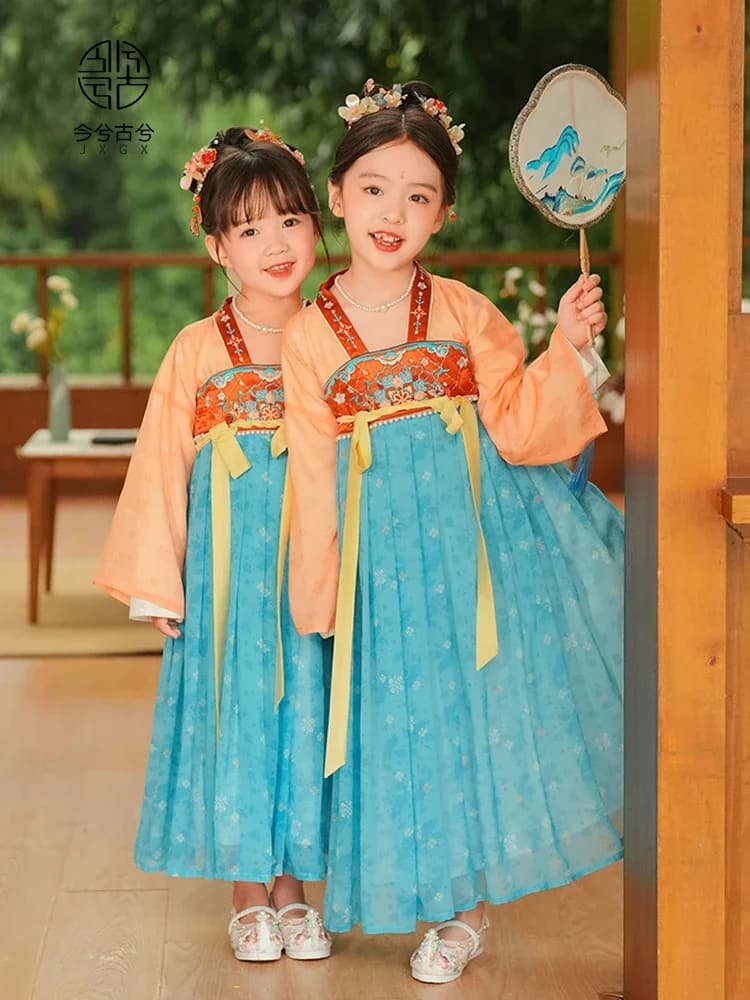 Hanfu girls autumn dress 2024 new baby ancient style Tang style children's national style improved skirt
