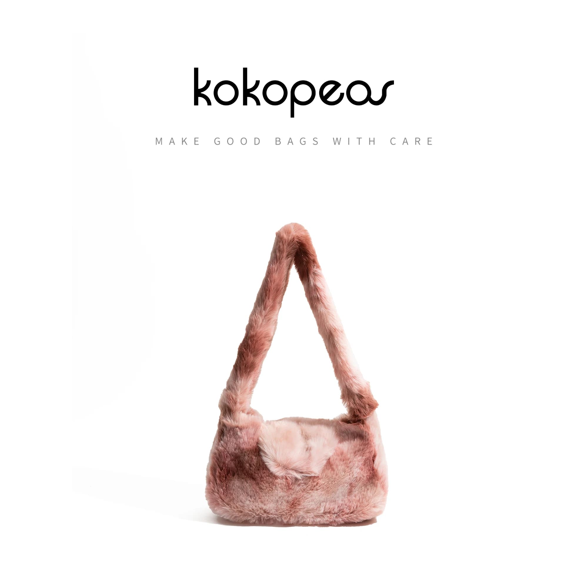 KOKOPEAS Women‘s Plush Shoulder Bag Winter Soft Elegant Lady Handbag Clutch Purse Bags Cute Fashion Messenger Bag