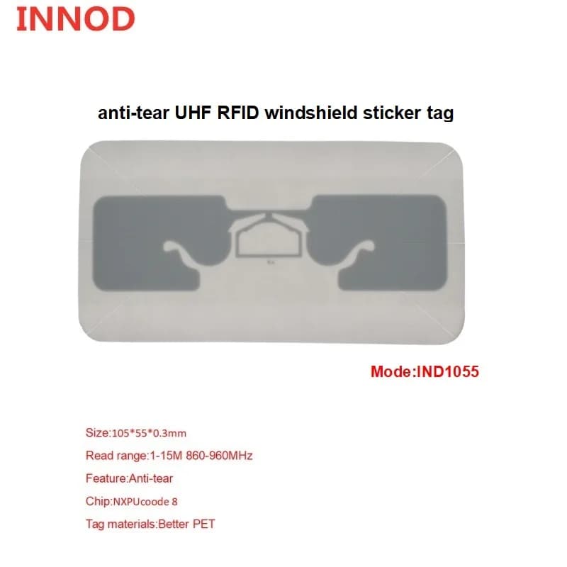 Access Control  UHF RFID Tag Ucode8 chip Vehicle Windshield Anti-dismantle sticker passive Adhesive RFID Tag for Car Parking