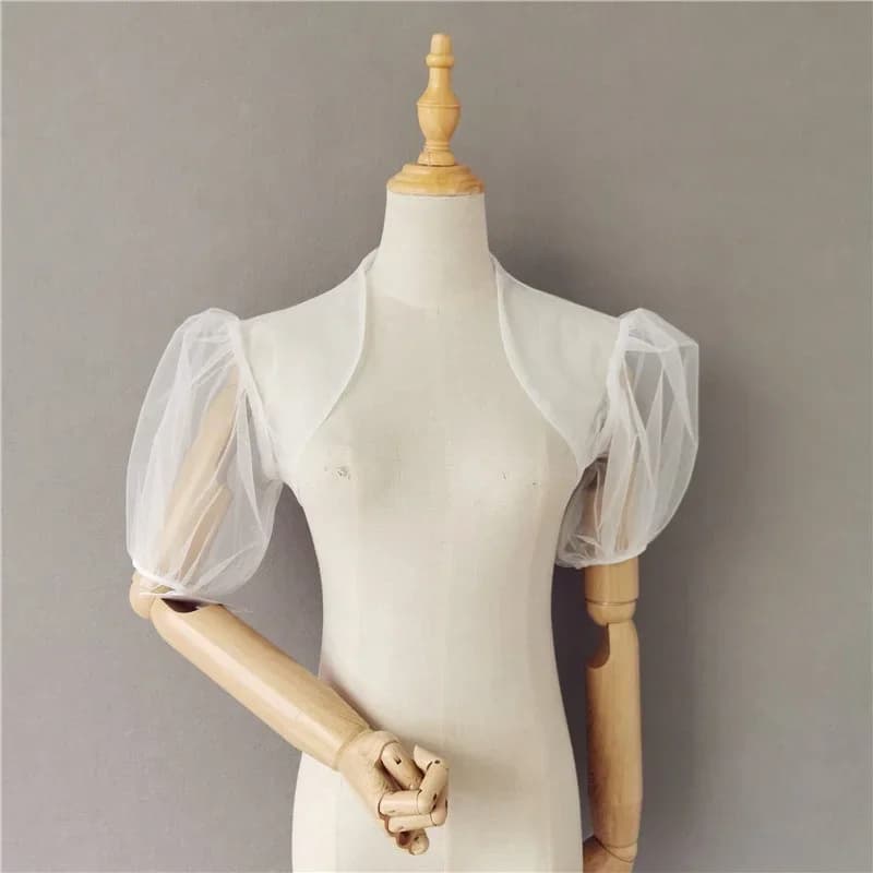 Summer Short Sleeves Wedding Jacket Tulle Bridal Bolero Jackets For Evening Party Coat Bridal Jacket Customized