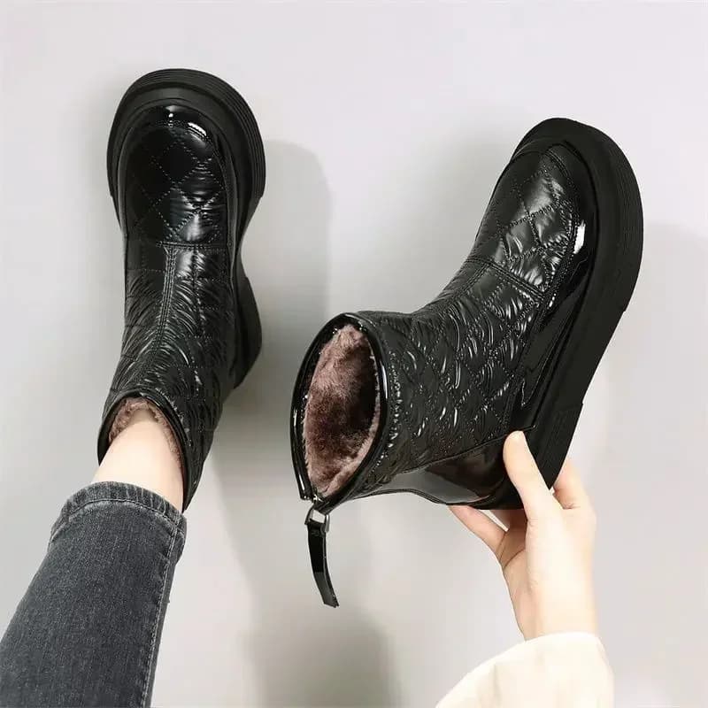 Large Size Warm Round Toe Snow Boots for Women Chunky Platform High Quality on Offer Elegant and Fashion Plus 39 Pu Woman Shoes