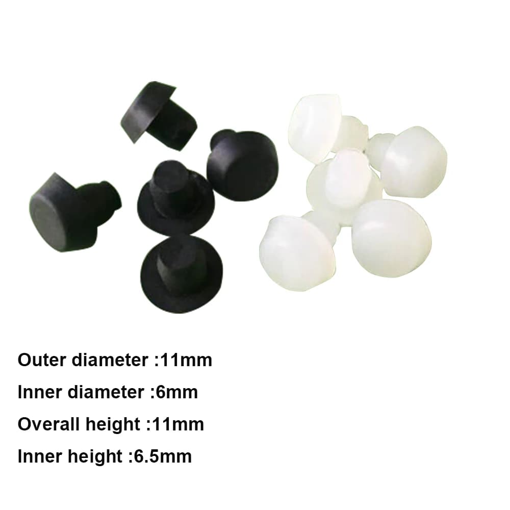 10/20/50Pcs 6mm Black/White Plastic Bow Chair Stool Non-slip Feet Wear-resistant Camber Crash Pad Footpads Hole Plugs