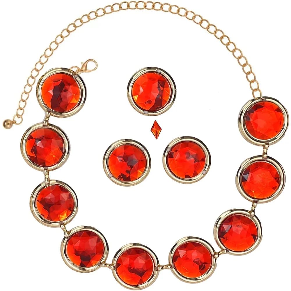 5 Pcs Women's Anime Cosplay Waist Belt Red Gems Belt Stone Chain for Halloween Costume Accessories