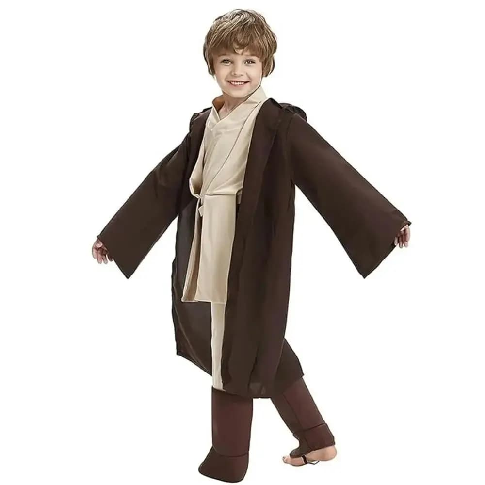 New Kid Children Jedi Knight Cosplay Costume Obi Wan Kenobi Uniform Suit Anakin Skywalker Hooded Robe Cloak Outfits