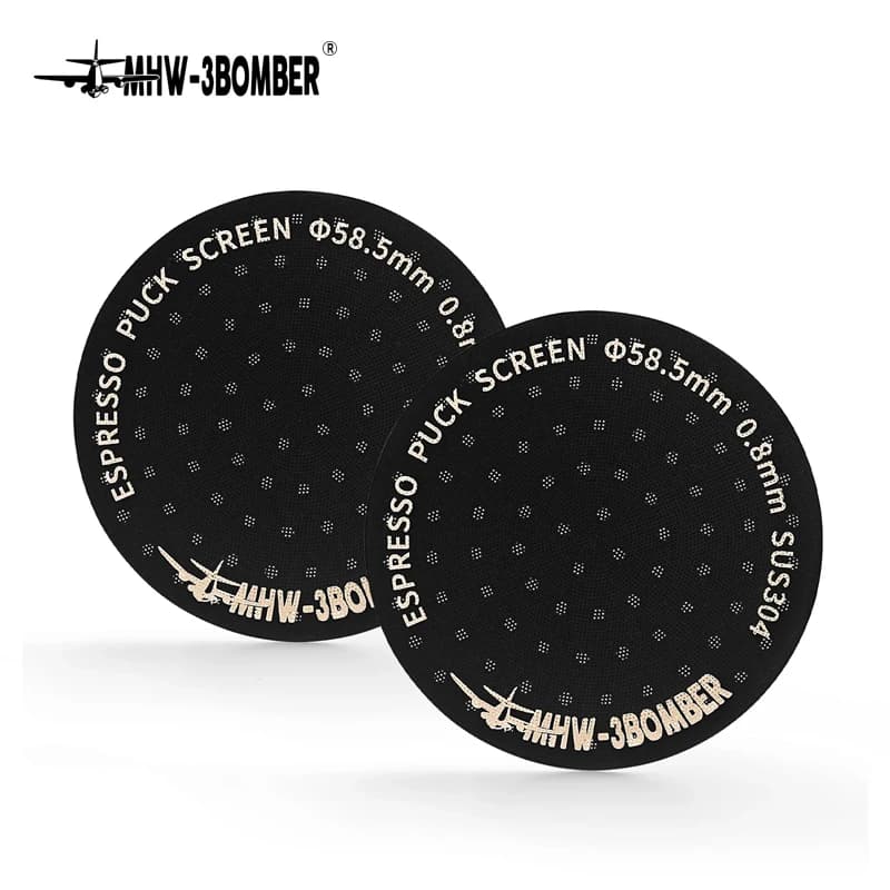 MHW-3BOMBER Titanium Coating Espresso Puck Screen 51/53/58.5mm Reusable Metal Filter 0.8mm Thickness Lower Shower Screen