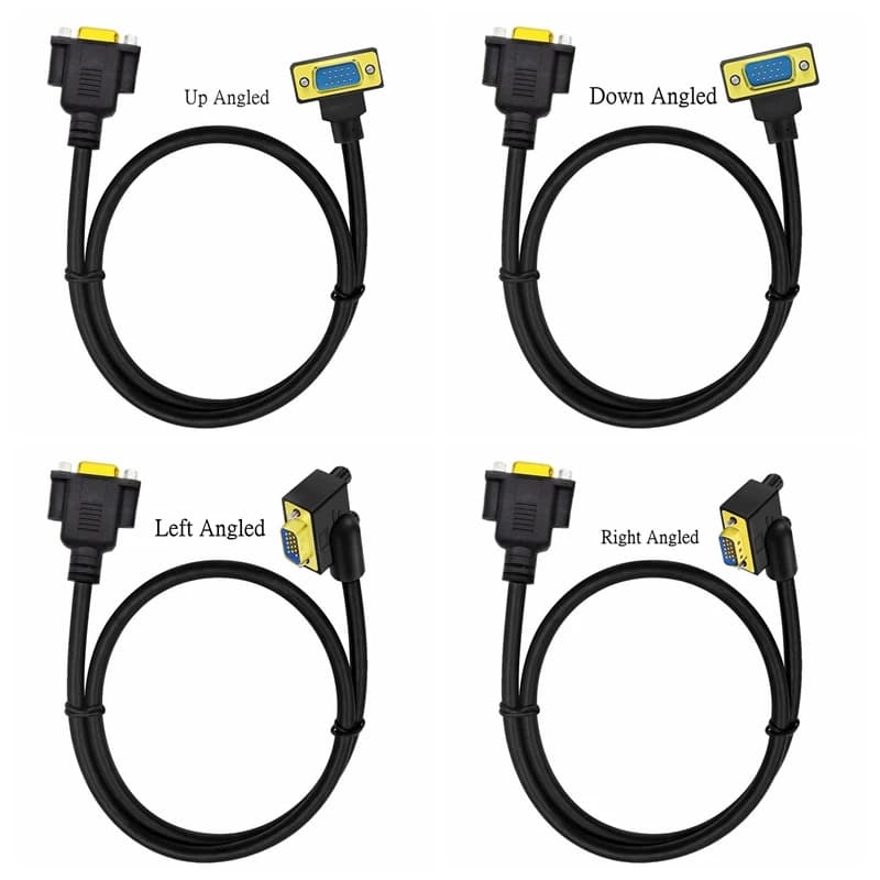 HD Cable 90 Degree Elbow VGA Male Female Video Extension Cable Extension Cable Cord 1080P Full HD Computer Monitor Cable 0.5M