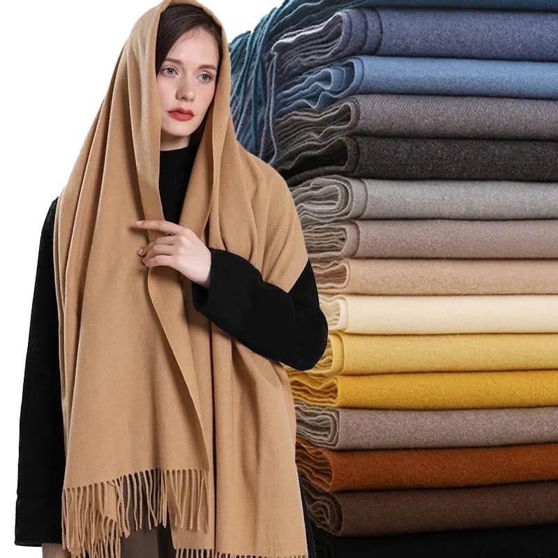2024 Winter New Fashion Solid Women Scarf Soft Hijabs Tessale Tassels Long Lady Shawls Cashmere Pashmina Hijabs Scarves Wraps