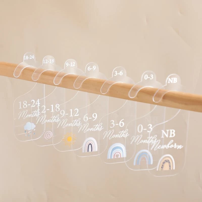 7PCS Acrylic Baby Clothing Sorting Tool Baby 24 Months Of Different Clothing Dividers Baby Closet Dividers for Baby Newborn Gift