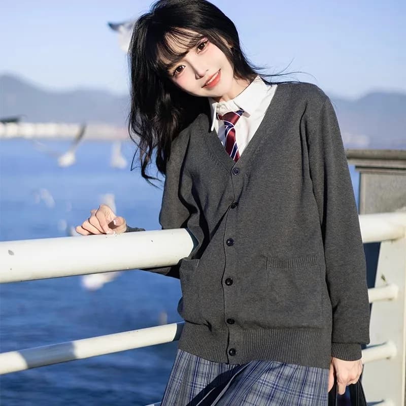Japanese Style Students Girls Cardigans Sweater Jk School Uniforms Korean Schoolgirl Graduation Costumes Knitwear Autumn Winter