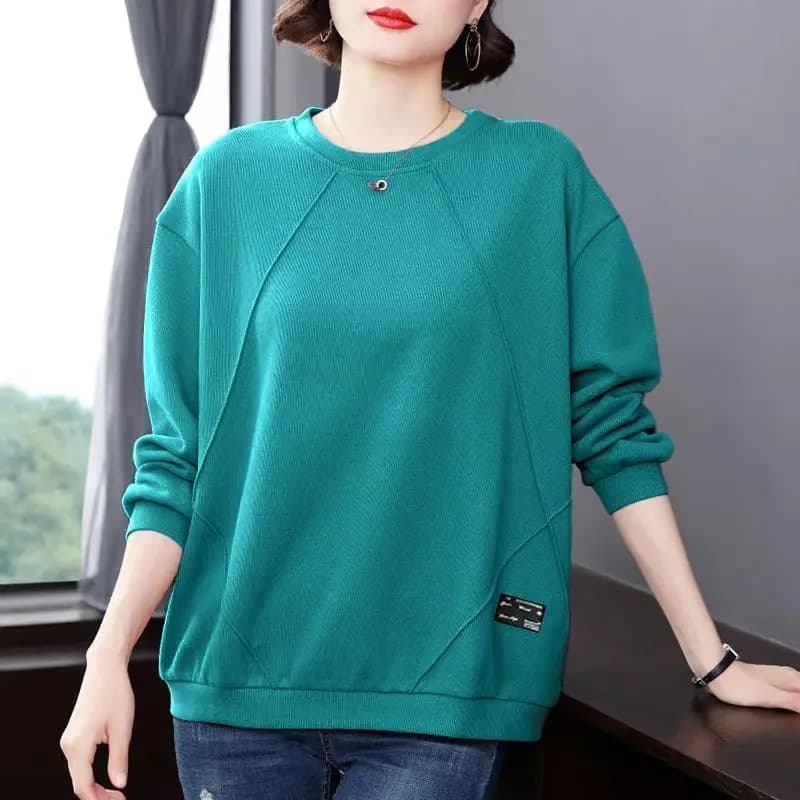 Fashion O-Neck Solid Color Loose Casual Blouse Women Clothing 2023 Autumn Winter Korean Pullovers Commute Shirt