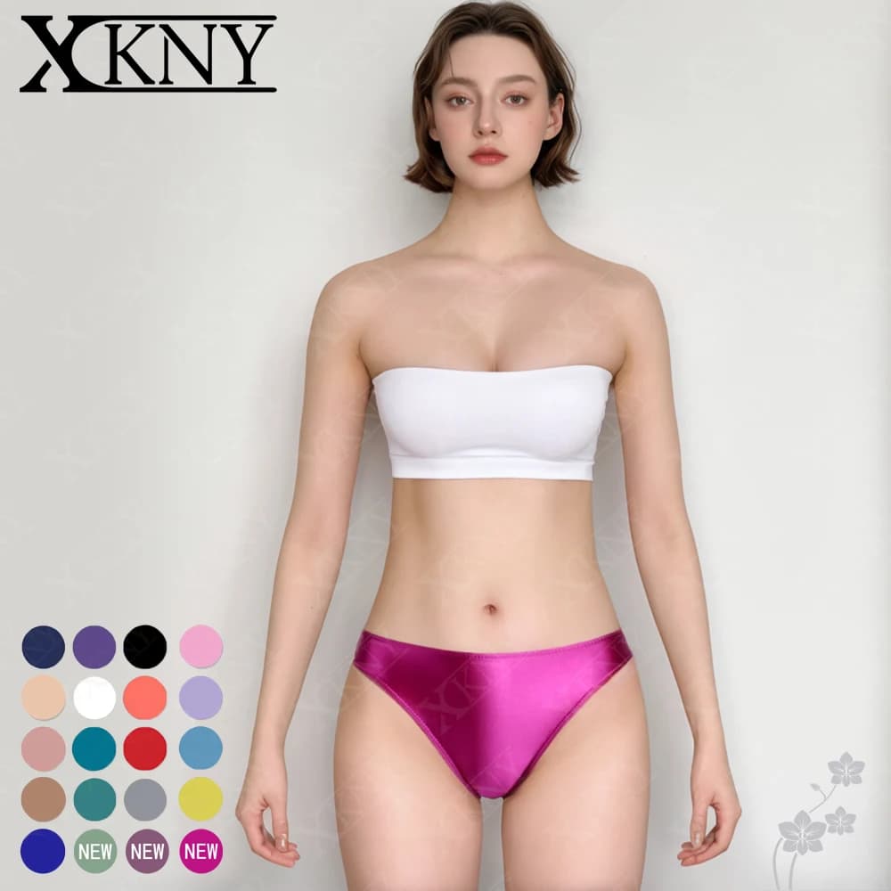 XCKNY glossiness Series Briefs Bikini shinny underpants Silky skin Solid Bikini low-waisted Tights Underpants Oily swim trunks