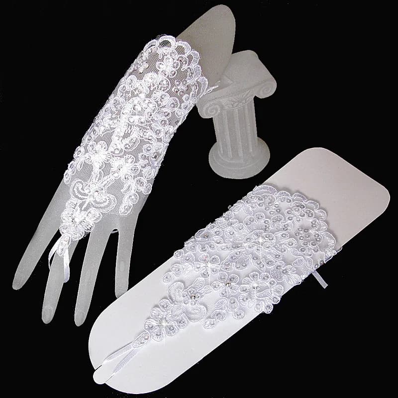 Many Styles Bridal Gloves Inlaid Rhinestone Bowknot Slim Short Bridal Fingerless Gloves White Ivory Wedding Accessories