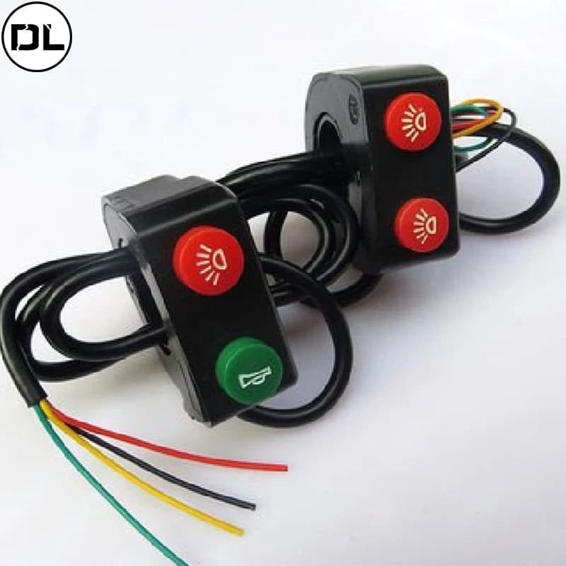 22mm Handlebar Horn and Headlight Combination Button Switch for Motorcycle E-bike Scooter Universal Refit Accessories