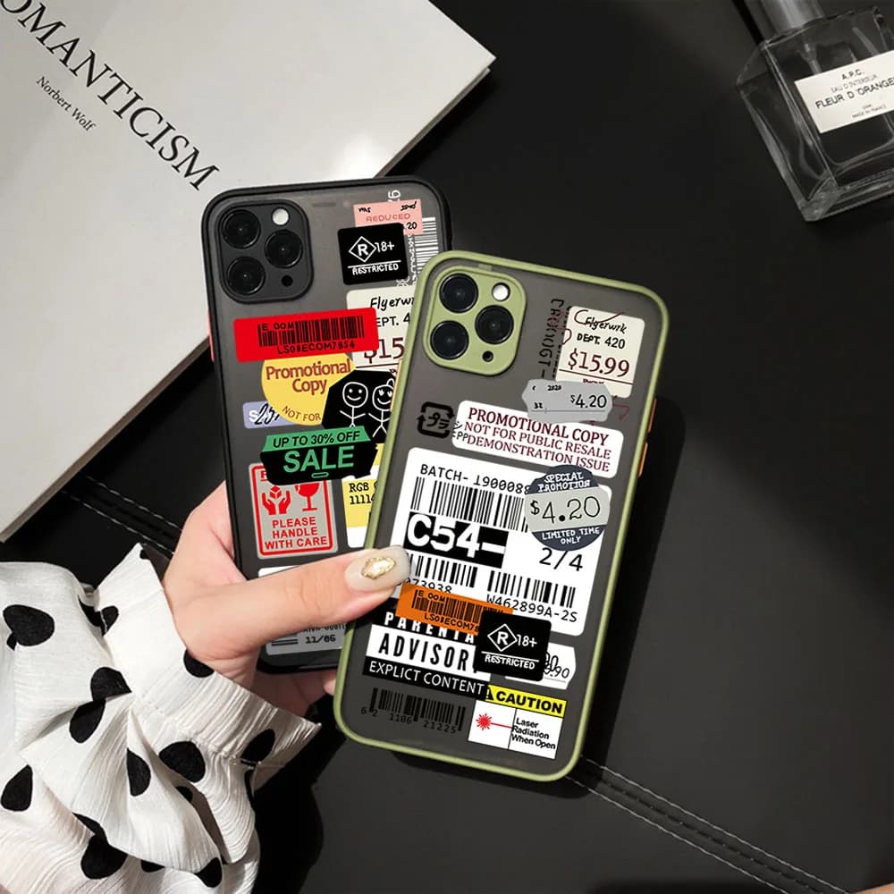 For iphone 16 15 Pro 14 13 12 11 7 8 Plus XS Max XR Travel Luck DDhl Logistics label Frosted Translucent Cover Black Phone Cases