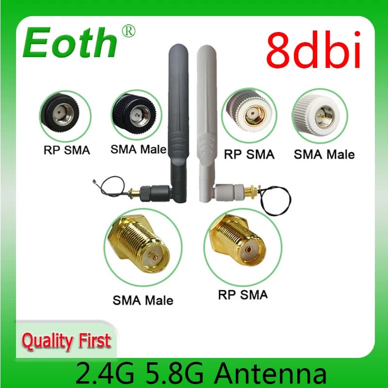 eoth 2.4g wifi Antenna router antena 2.4GHz 5.8Ghz IOT 8dBi antene RP-SMA sma male Dual Band 2.4G 5.8G  21cm Pigtal