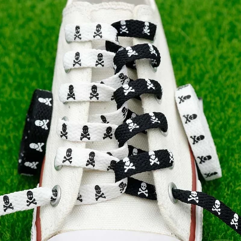Weiou Laces 8MM Silk Screen Printed String Casual Shoe Lacet Trendy Skeleton Cartoon Skull High Rank Canvas Printing Cordones