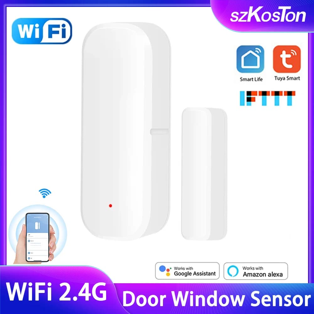 Tuya Smart Home WiFi Door Sensor Window Door Open Closed Detectors Smart Life Control for Alexa Google Home Security Protection