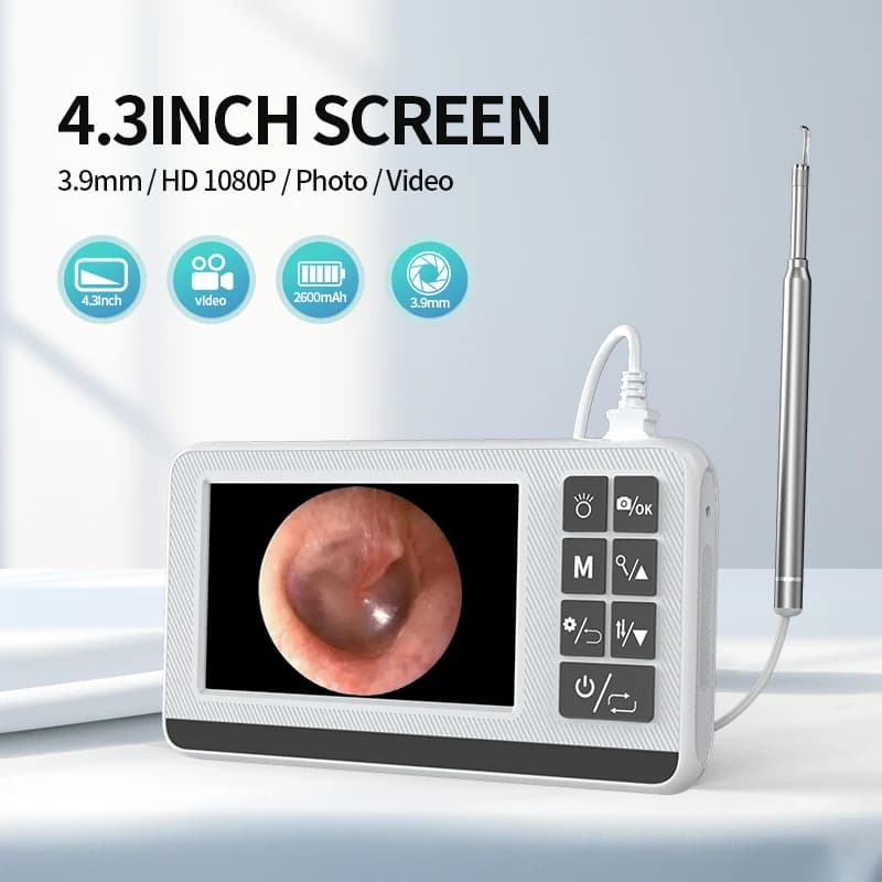 Ear Camera Otoscope Digital Otoscope with 4.3" HD IPS Screen 1080P Ear Cleaner with Camera for Kid Adult Home Ear Inspection