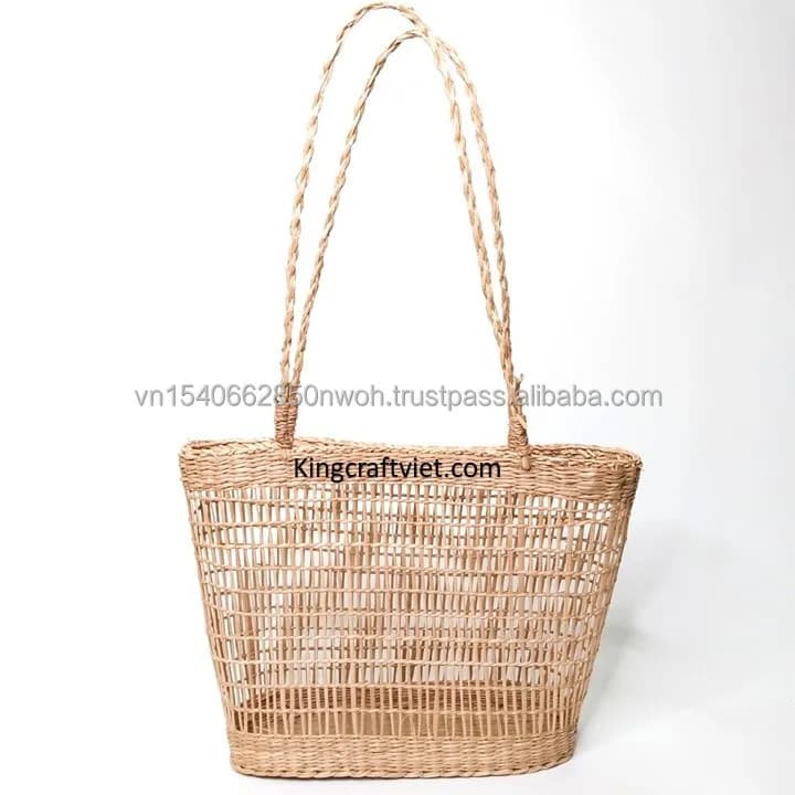 Handmade Ladies Bag Natural Seagrass Women Bags Handbag Purses  Customized Eco friendly Straws Handbags