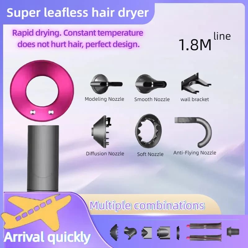 High-speed fast drying hair dryer negative ion leafless hair dryer professional home travel curler wind nozzle style accessories