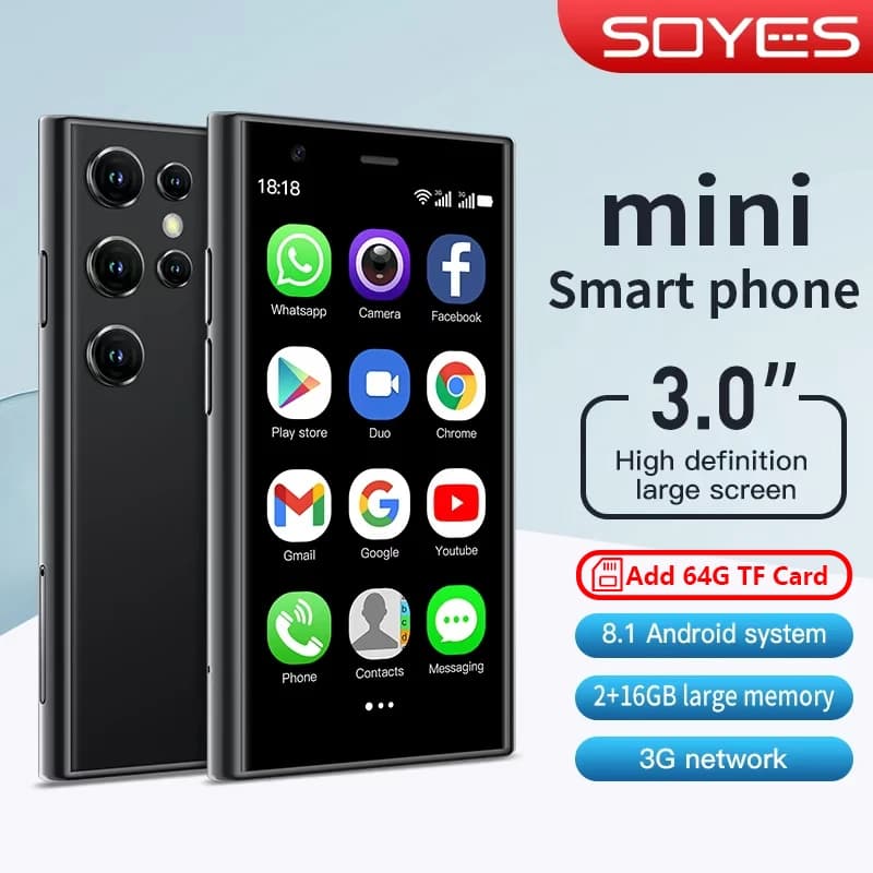 SOYES S23 Pro Mini Smartphones Android 8.1 Dual SIM 3.0'' HD 1000mAh Battery WIFI Bluetooth 3G Small Mobile Phone
