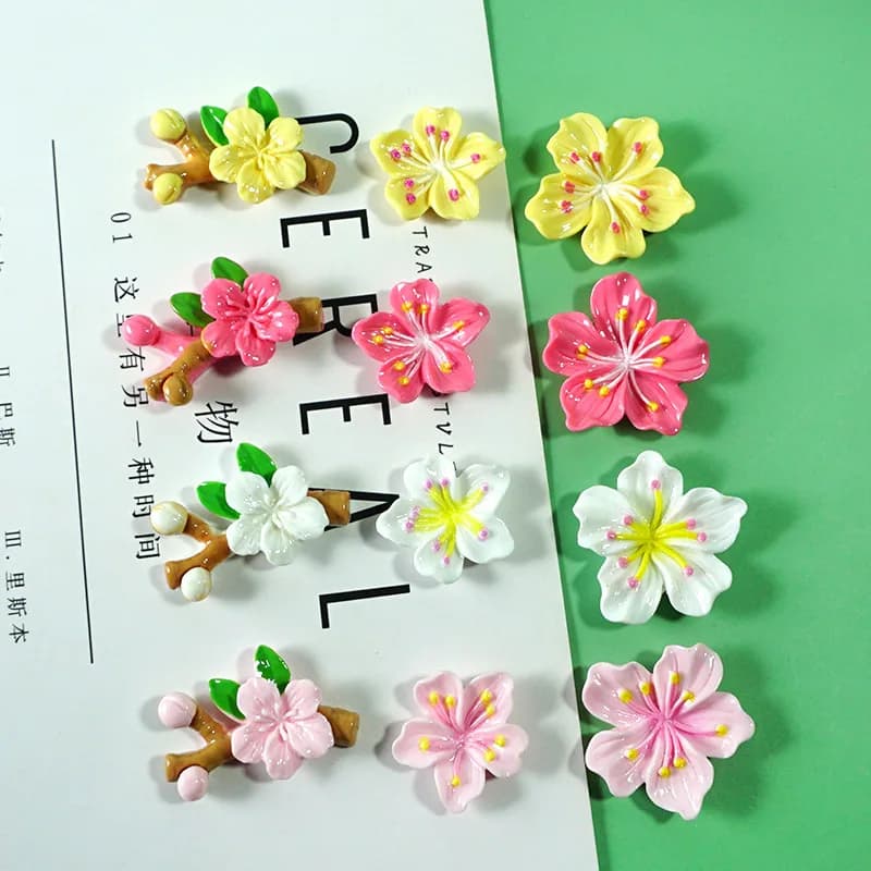 Best Spring branches peach blossom resin flower Fortune Bag diy cream glue mobile phone material Fortune Bag earrings pendant