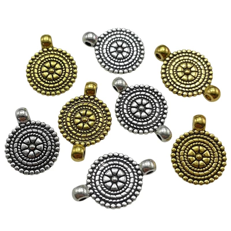 10pcs Charm Fashionable Disc Flower Shape Connector Jewelry Making DIY Handmade Bracelet Necklace Pendant Accessories Wholesale