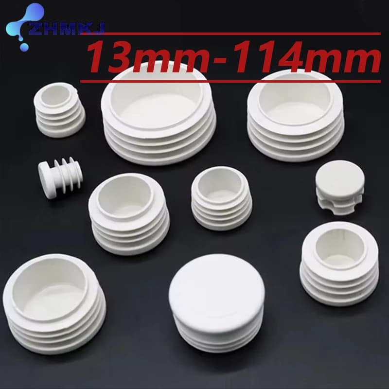 Dia 13mm-114mm White Round Plastic Blanking End Cap Tube Pipe Insert Plug Dust Cover