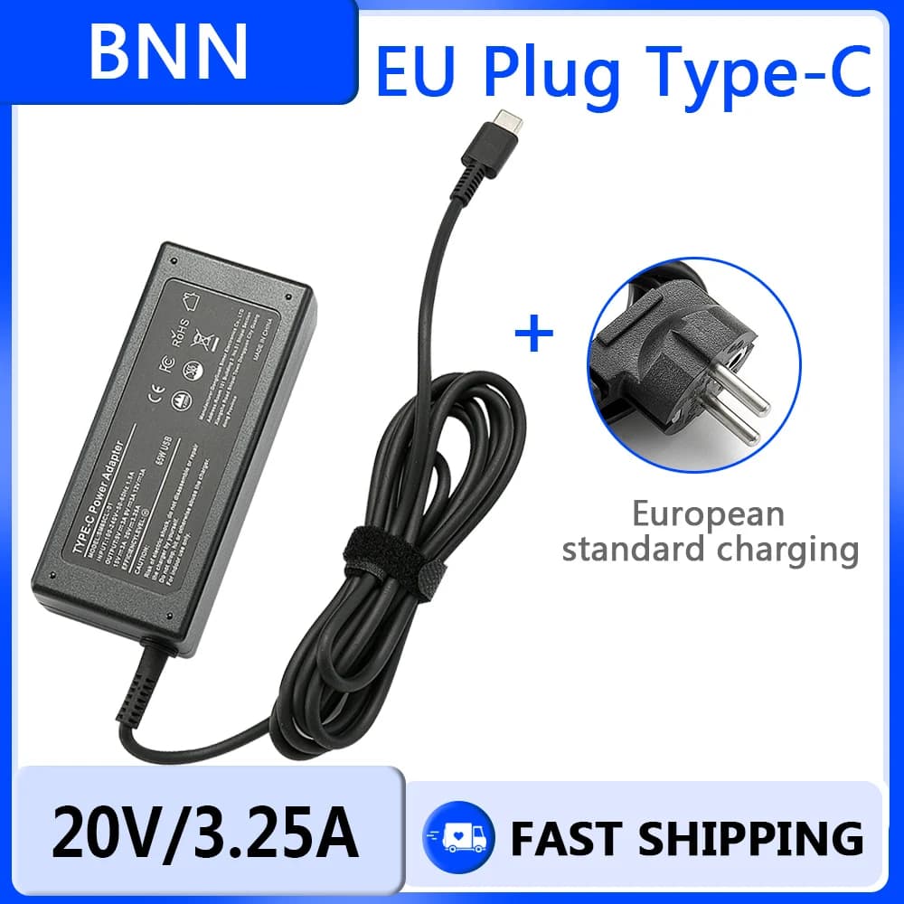 Universal USB tipo C adaptador de energia portátil, carregador do telefone móvel, 20V, 3.25A, 65W