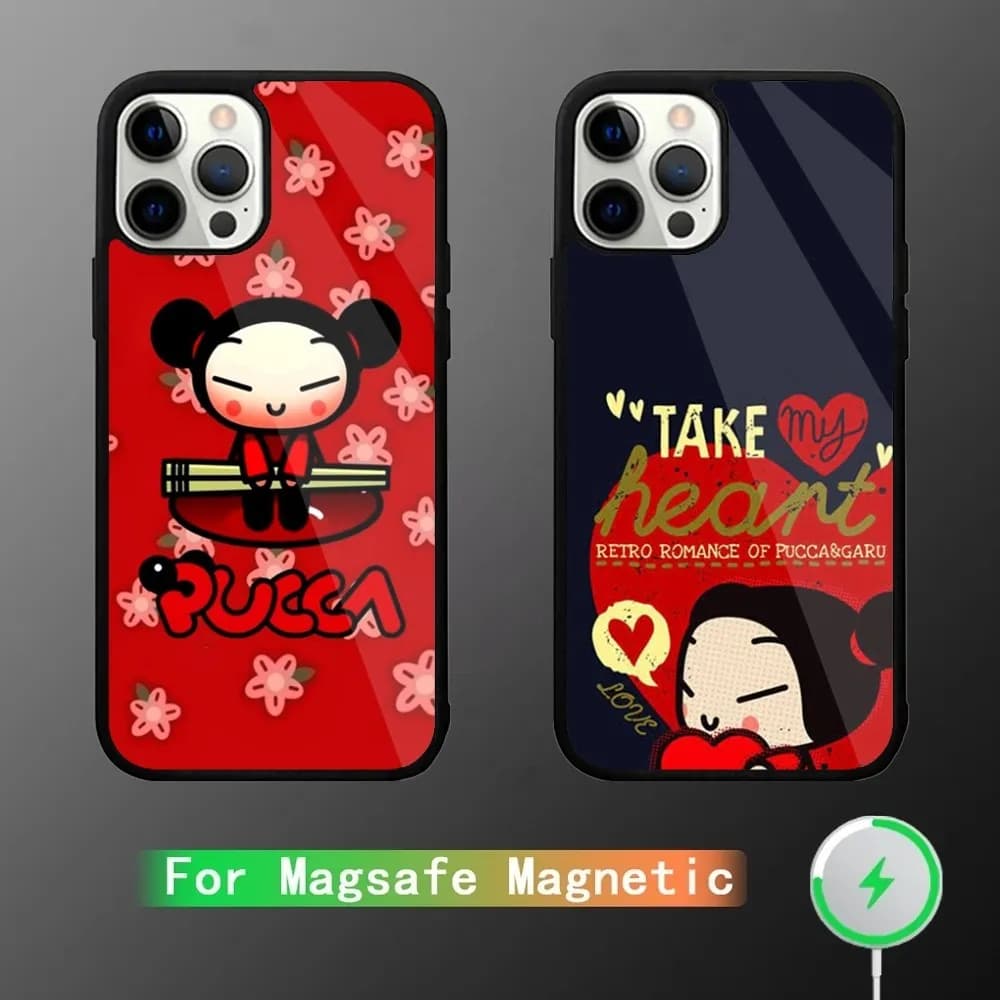 Cute Cartoon Pucca Garu Phone Case For iPhone 15,14,13,12,11,Plus,Pro,Max Mini Magsafe Magnetic Wireless Charging