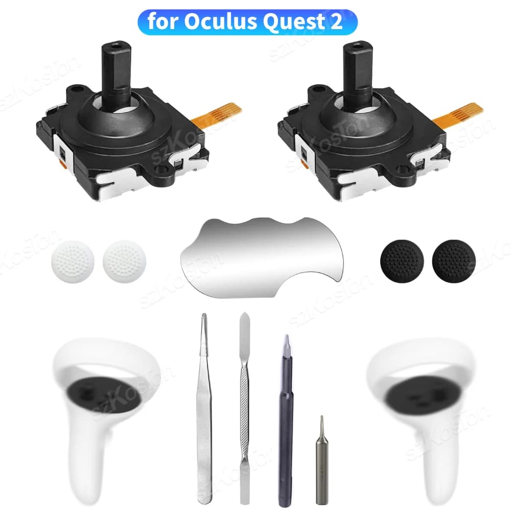 VR Joystick Replacement Kit for Oculus Quest 2 Controller VR Handle Repair Kit Accessories with Thumbstick Grips
