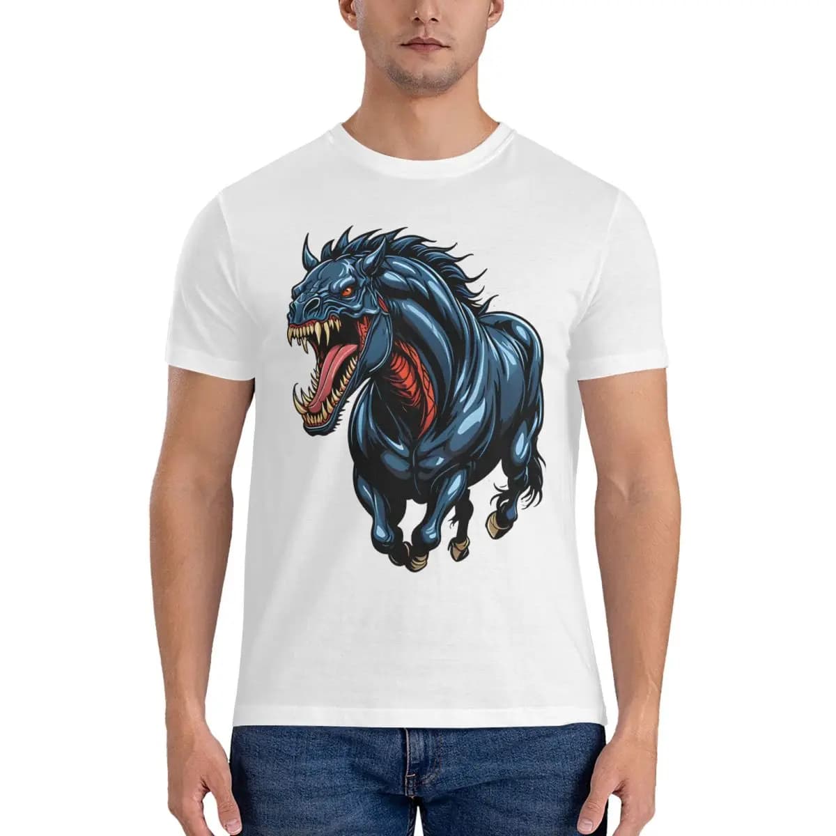 Cool Hidious Horse T-Shirts Men Round Collar 100% Cotton T Shirts Marvel Venom The Last Dance Short Sleeve Tee Shirt