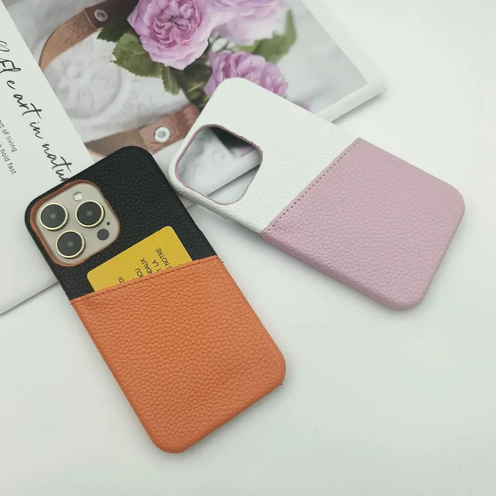 Suitable for iPhone 15 Lychee Pattern Splicing Card Case 14promax 12 12pro Zero Wallet Xs Xsmax Xr 7 8plus11 Protection Cover