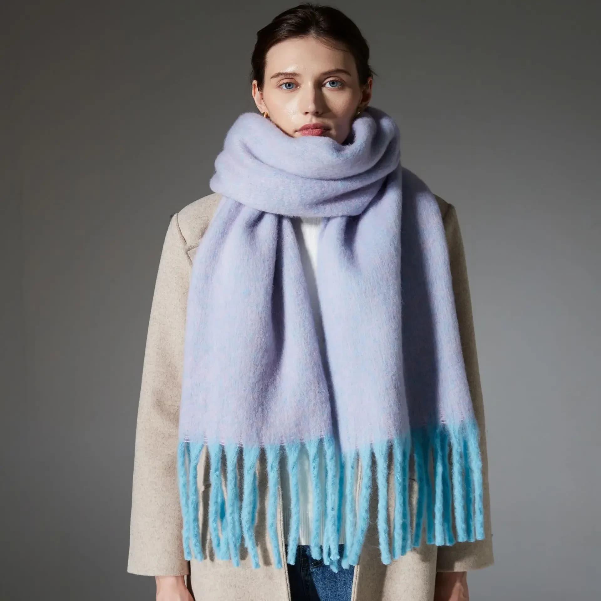 2024autumn and winter new foreign trade circle yarn coarse tassel flower women's scarf thickened and warm worn with trendy shawl