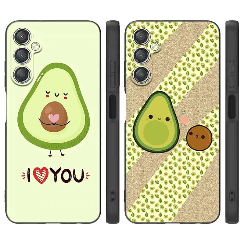 Cartoon Cute Avocado Black Case For Samsung Galaxy A15 A14 A05 A34 A54 A52S A53 A33 A23 A24 A13 A12 A22 A32 A50 A51 A70 A71 A73