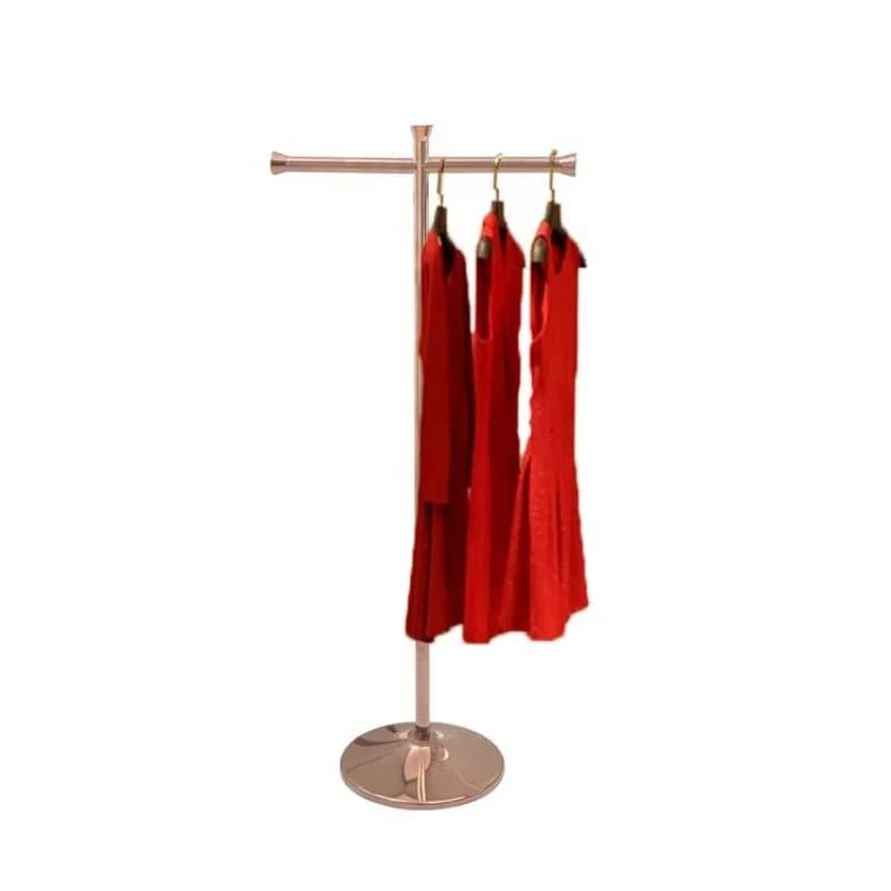 Custom, stainless steel rose gold standing alone clothes rack