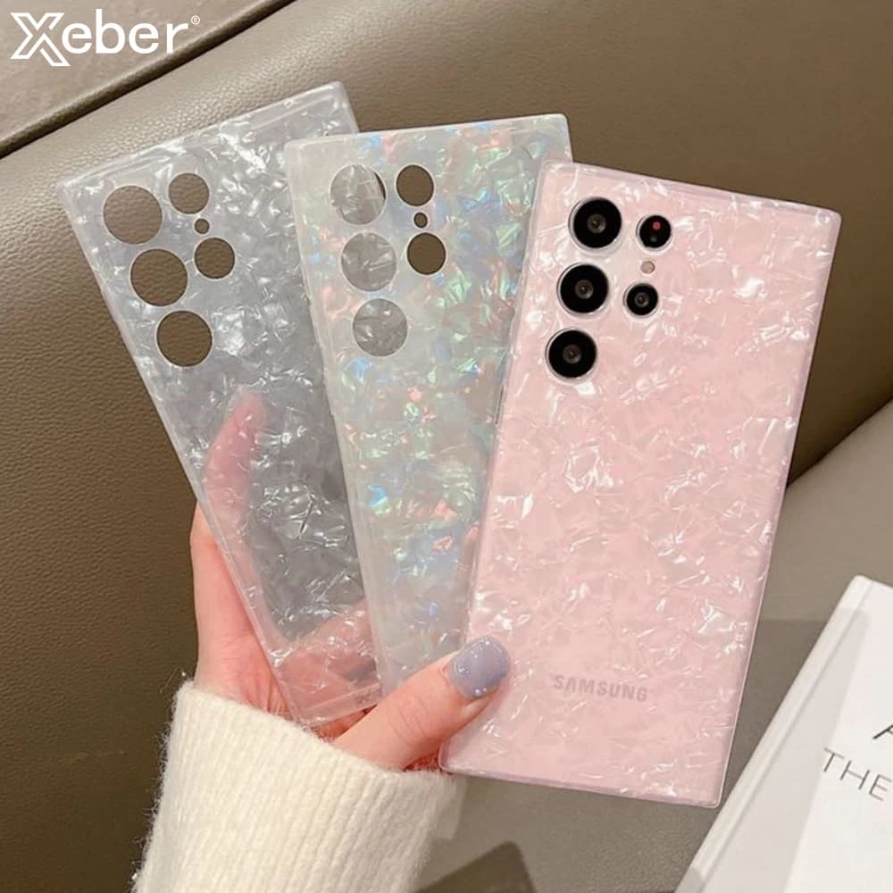 Glitter Dream Shell Marble Phone Case For Samsung S25 S24 S23 S22 Ultra S21 Plus S20 FE S10 Note 20 10 A71 Soft Silicone Cover