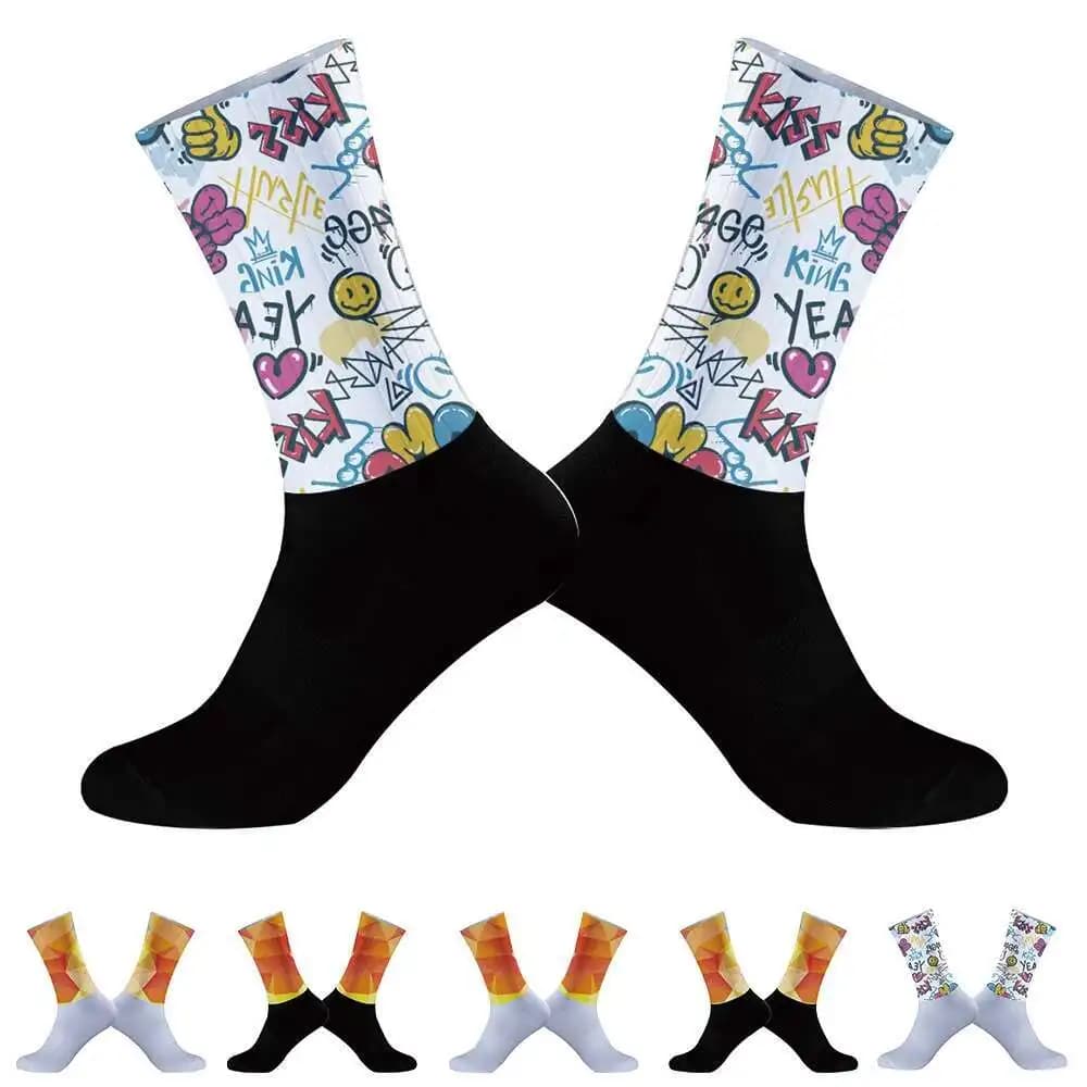 Cycling Sports Aero Socks Silicone Non-slip Pro Bicycle Socks 2024 New Summer Cool cycling  socks