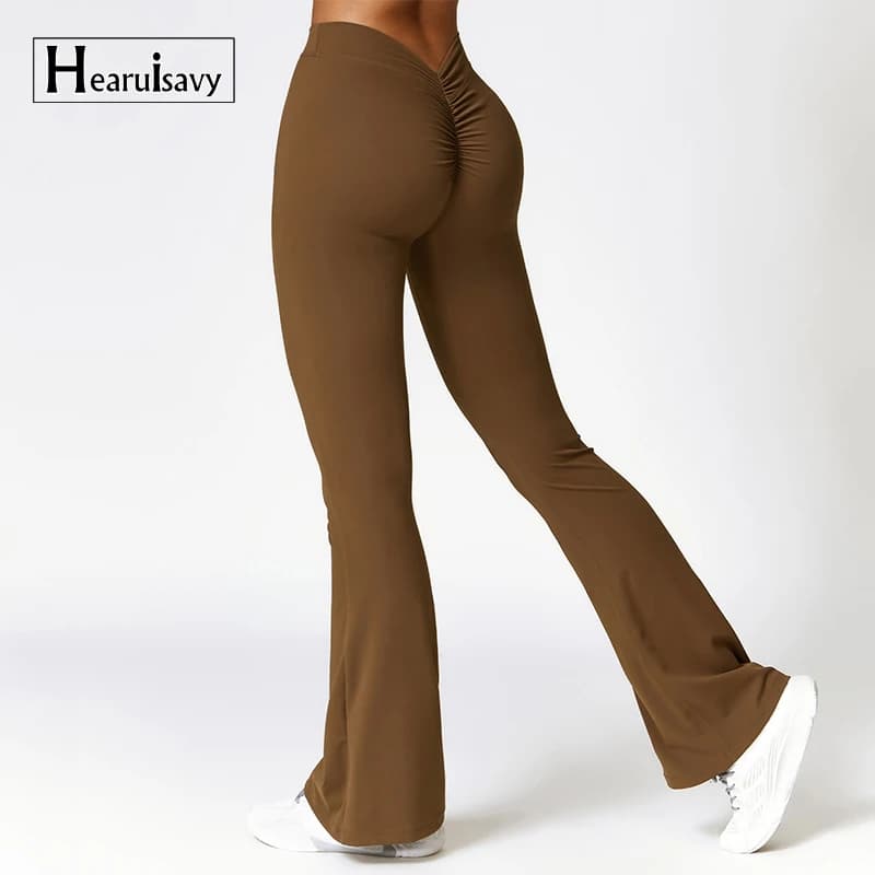 Sexy Sports Leggings Women V Back Scrunch Flares Leggings High Waist Yoga Flares Pants Push Up Gym Leggings Women Yoga Clothes