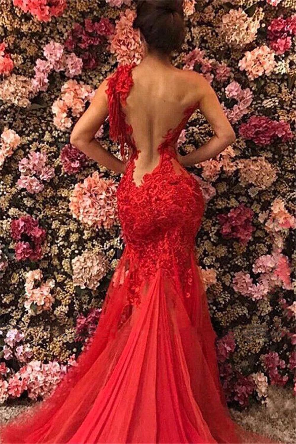 Charming Red Lace Evening Dresses 2025 Customized Beading Sequined Mermaid Long Formal Prom Party Gowns Women Vestido De Fiesta