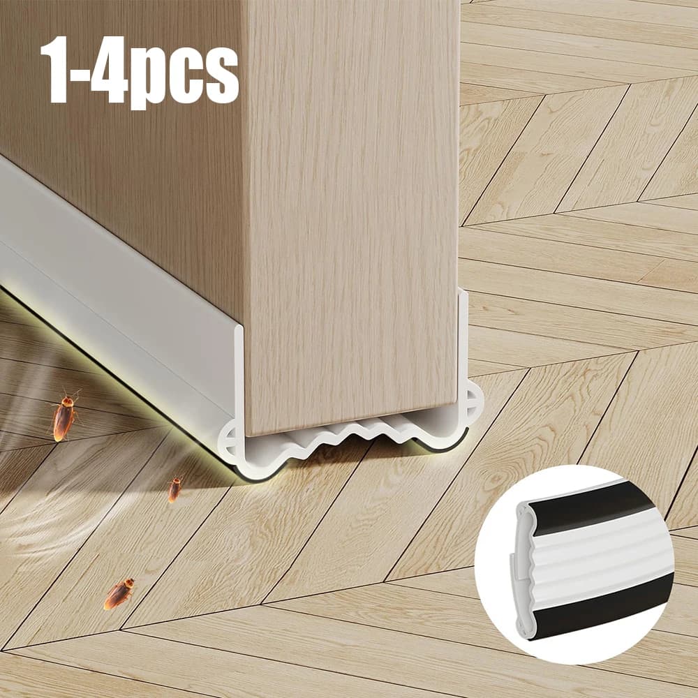 1-4pcs Silent Door Seal Strip PVC Flexible Washable Wear-resistant Weather Strip Windproof Dustproof Triple Sealing with Brush
