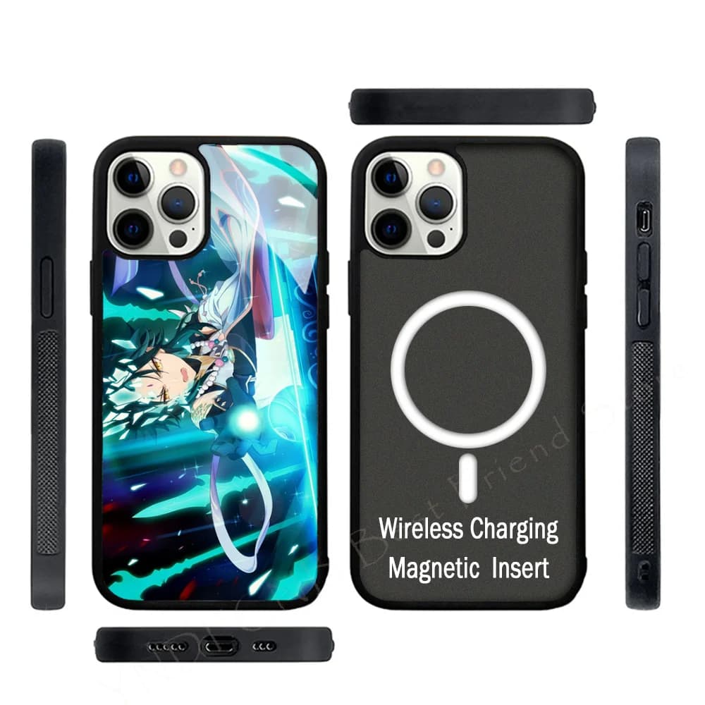 Xiao Genshin Impact Phone Case Strong Magnetic For IPhone 15 14 13 Pro Max Alex Mirror For Magsafe Wireless Charging Cover
